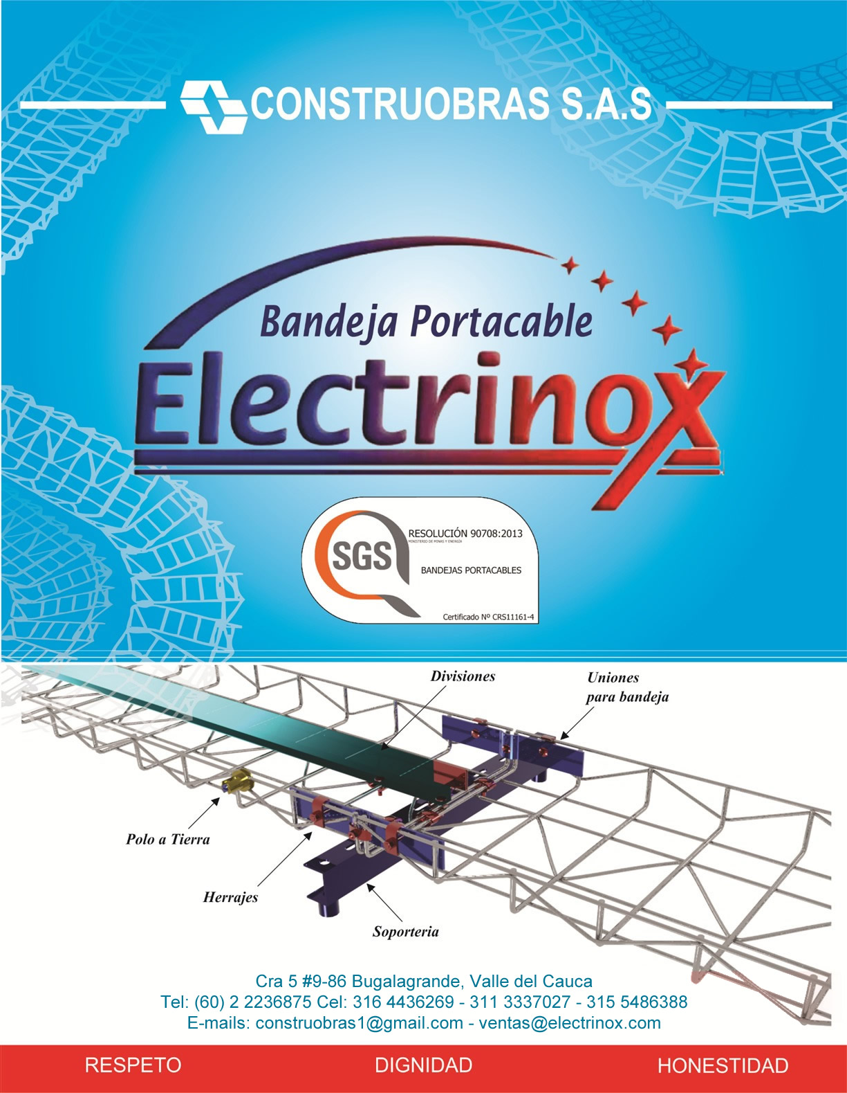 Bandeja portable Electrinox de Construobras S.A.S.